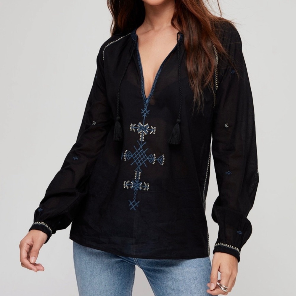 Aritzia | Sunday Best | Annalise Embroidered Blouse Size XS